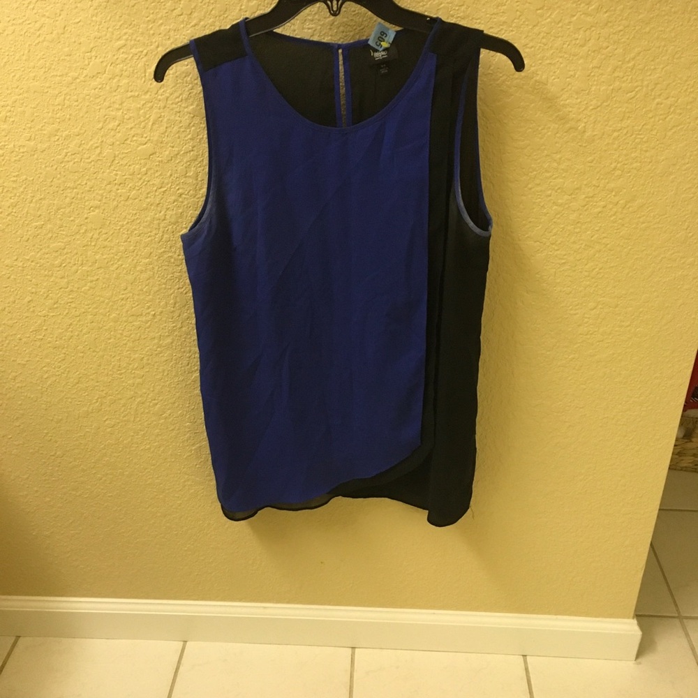 Blue and Black Sleeveless Women's Top